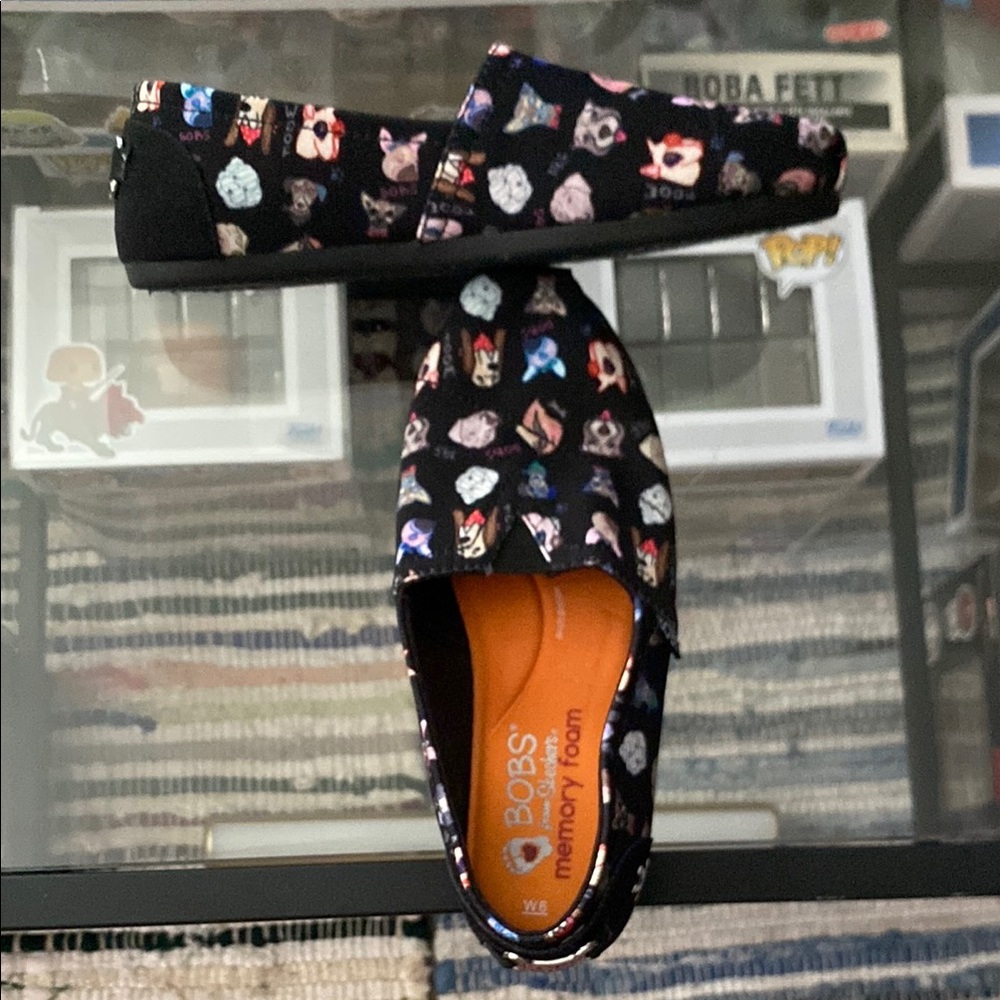 BOBS from Skechers Black Cartoon Print Slip-Ons